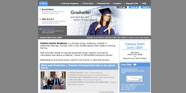www.galiano.edu screenshot